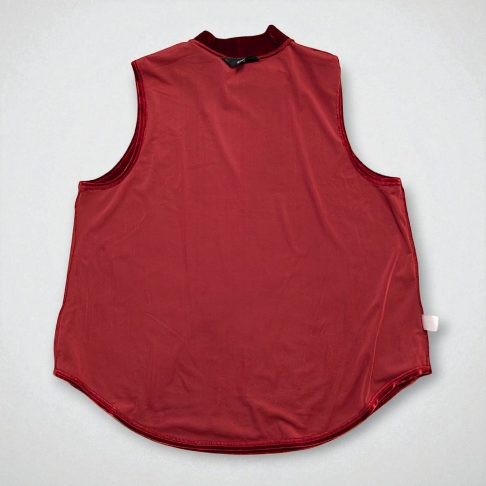 GNW Red‎ Wine Velvet Mock Neck Top XL Sleeveless Holiday Blouse - Picture 4 of 9